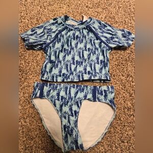 *Size 10* Z by Zella* 2 Piece Bathing Suit* Bluish with Designs*